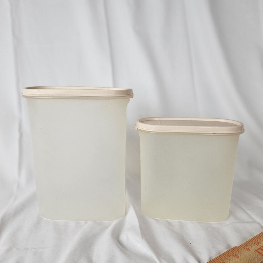 VINTAGE TUPPERWARE #1614-24‎ & 1613-23 MODULAR MATE 9 3/4 CUP Tan Lid